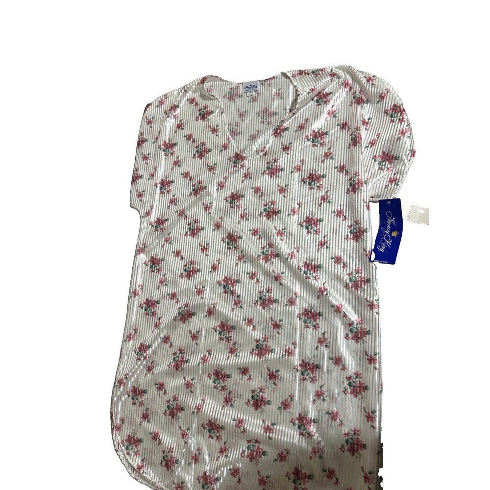 Nancy King Lingerie Floral Slip White Pink Green Size S Regular